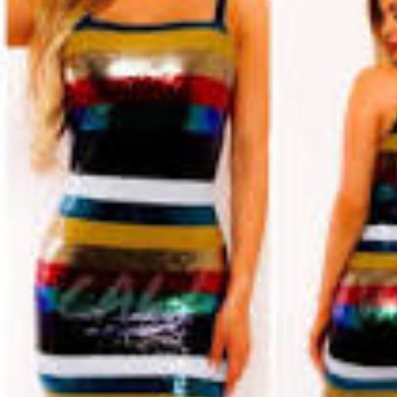 ***SOLD***SOLD***FASHION NOVA Sequins multi color dress SIZE: Sm - Picture 3 of 10